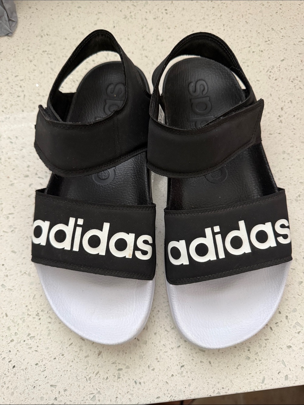 adidas Black and White Women’s Hook-and-Loop Sandals